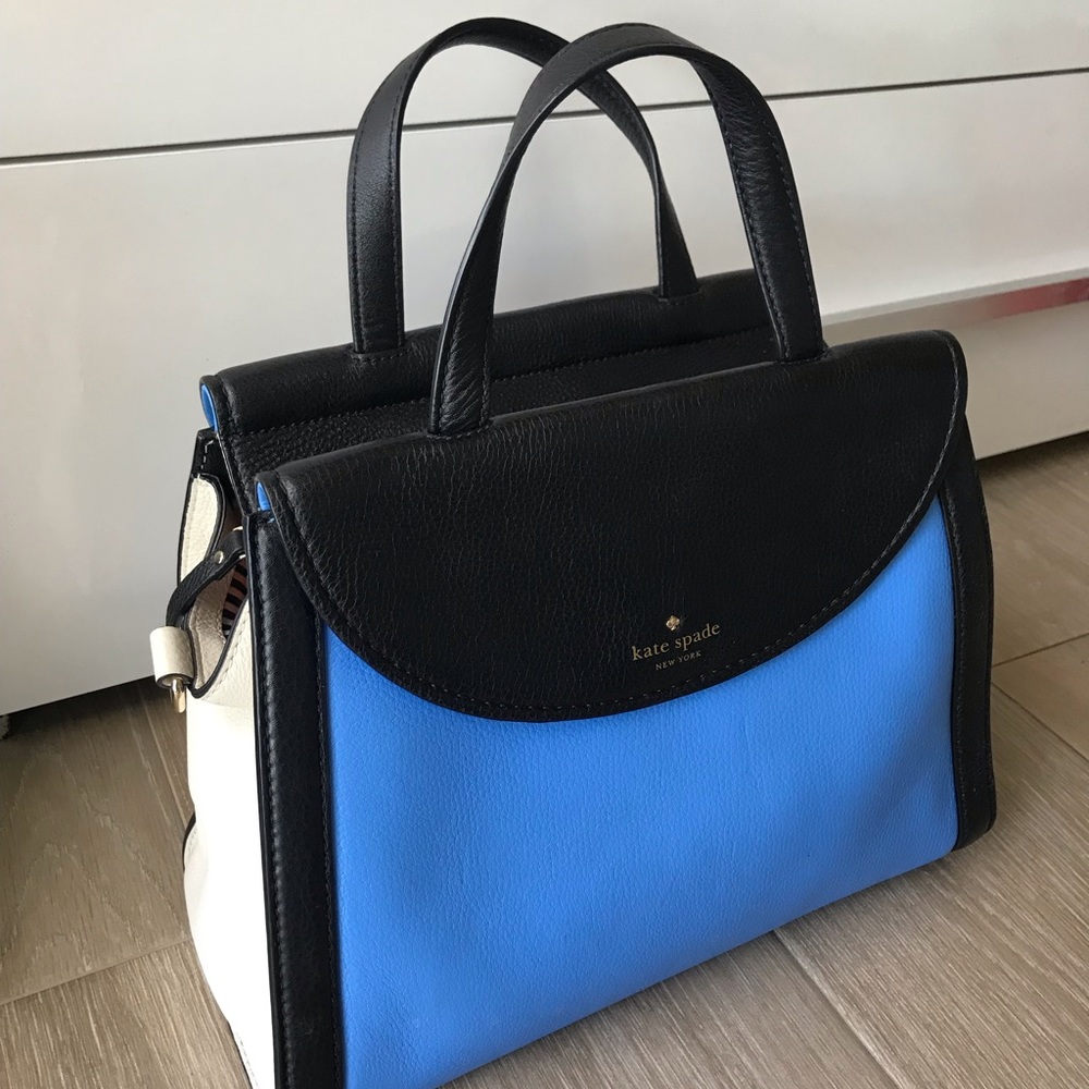Kate Spade color block blue black white handbag
